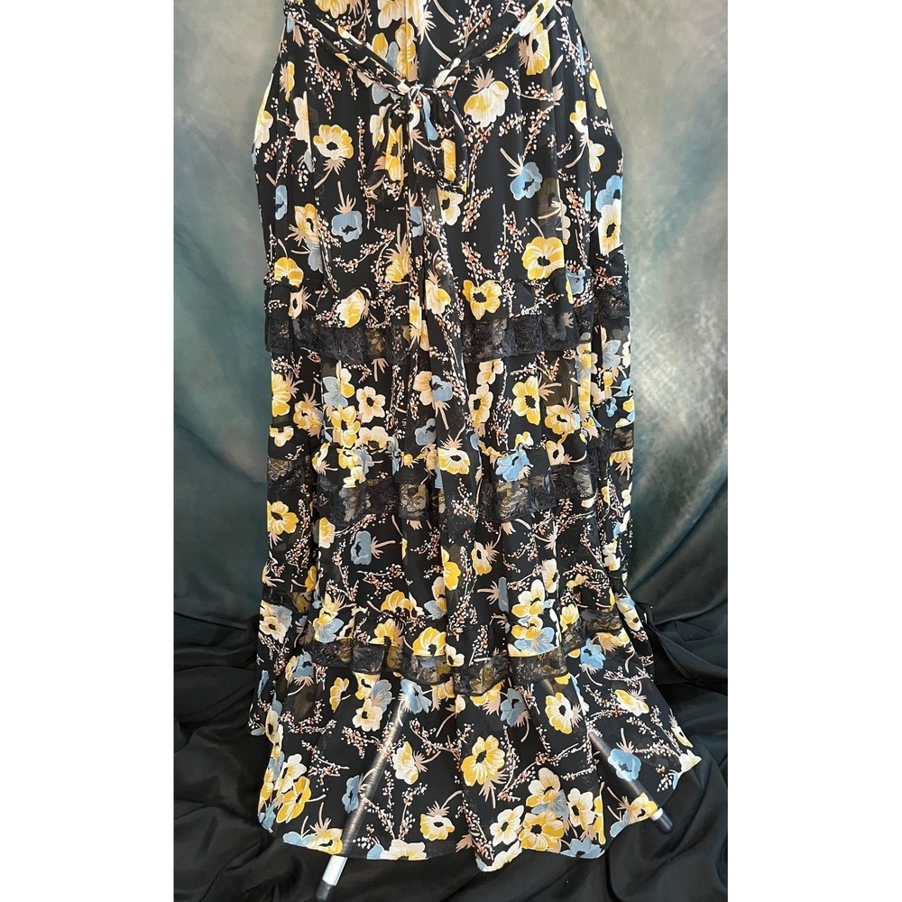 Lauren Ralph Lauren Floral Maxi Dress Black Lace Trim Size‎ 18W Formal Dress NWT - Picture 3 of 12